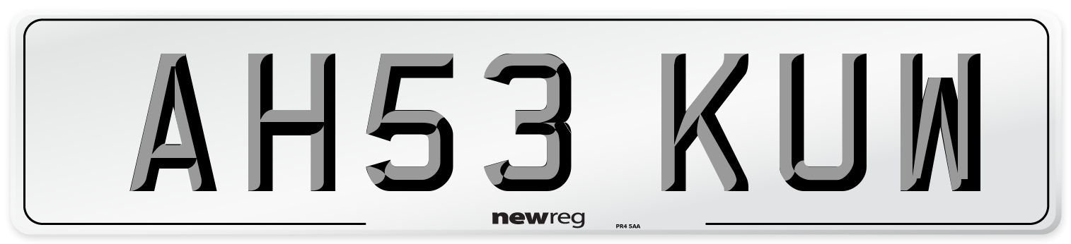 AH53 KUW Number Plate from New Reg